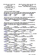 Đề kiểm tra học kỳ I môn Tiếng Anh Lớp 10 - Mã đề 502 - Năm học 2018-2019 - Sở giáo dục và đào tạo Quảng Nam
